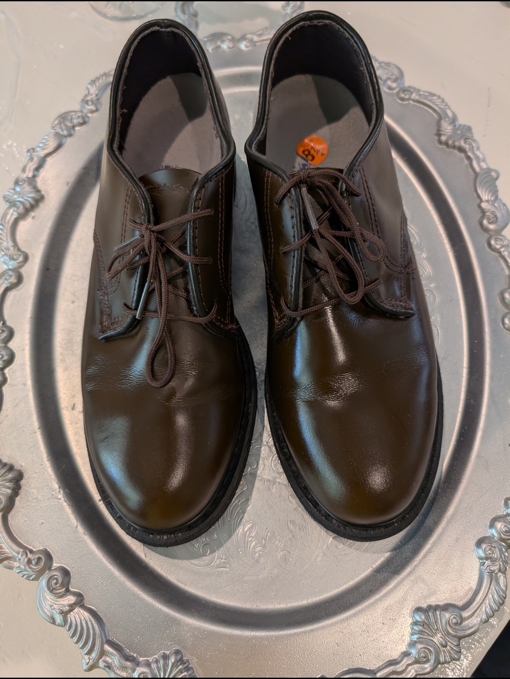 Capps Men's Brown Lace-Up Derby Shoes with Polished Leather Finish Size 8.5